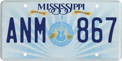 MS license plate ANM867