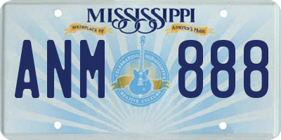 MS license plate ANM888