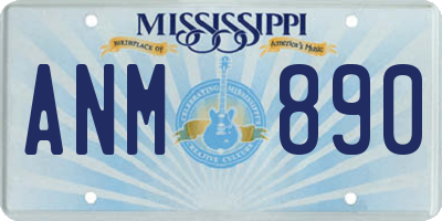 MS license plate ANM890