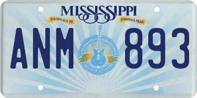 MS license plate ANM893