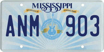 MS license plate ANM903