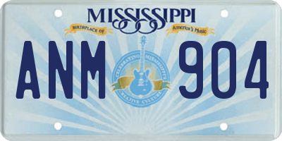 MS license plate ANM904