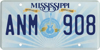 MS license plate ANM908