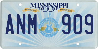 MS license plate ANM909