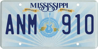 MS license plate ANM910