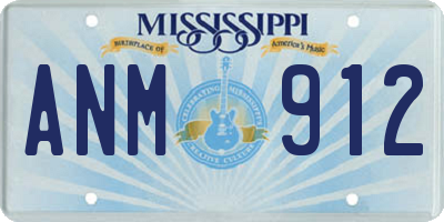 MS license plate ANM912