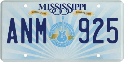 MS license plate ANM925