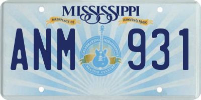 MS license plate ANM931