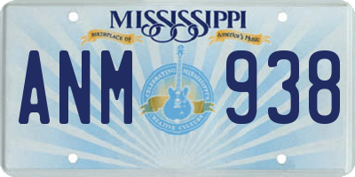 MS license plate ANM938