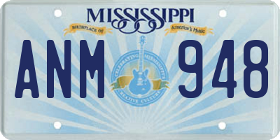 MS license plate ANM948