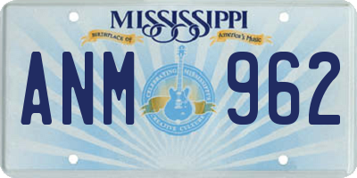 MS license plate ANM962
