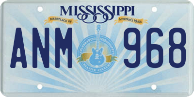 MS license plate ANM968