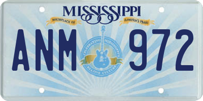 MS license plate ANM972