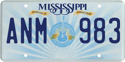 MS license plate ANM983