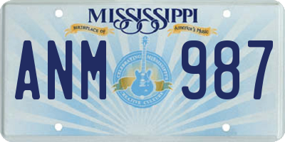MS license plate ANM987