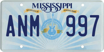 MS license plate ANM997