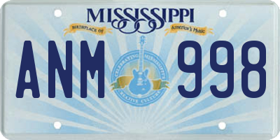 MS license plate ANM998