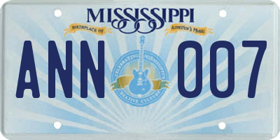 MS license plate ANN007