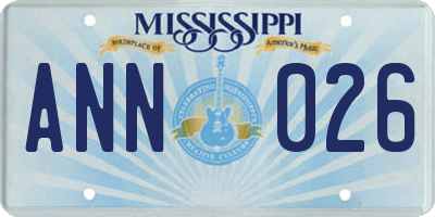 MS license plate ANN026