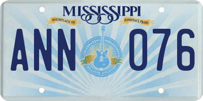 MS license plate ANN076