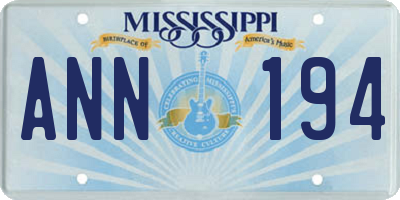MS license plate ANN194