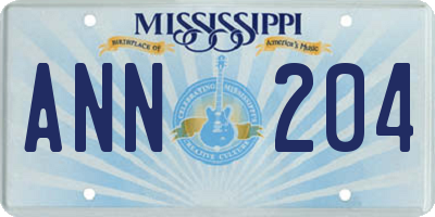 MS license plate ANN204