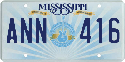 MS license plate ANN416