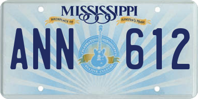 MS license plate ANN612
