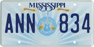 MS license plate ANN834