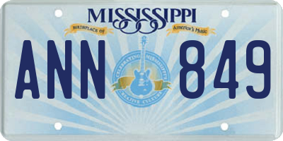 MS license plate ANN849