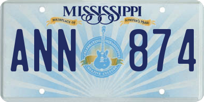 MS license plate ANN874