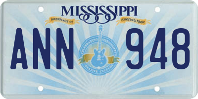 MS license plate ANN948