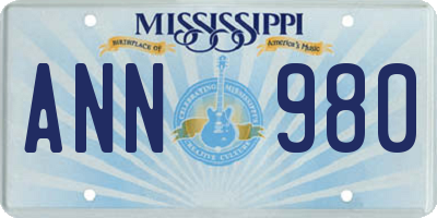 MS license plate ANN980