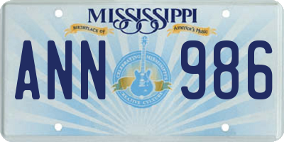 MS license plate ANN986