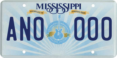 MS license plate ANO000