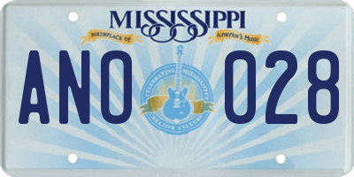 MS license plate ANO028