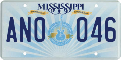 MS license plate ANO046