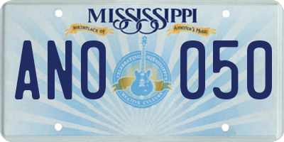 MS license plate ANO050