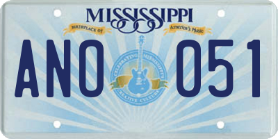 MS license plate ANO051