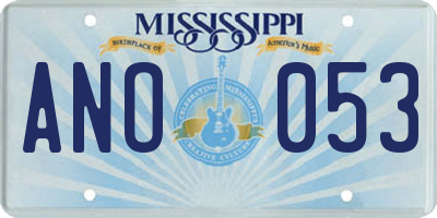 MS license plate ANO053