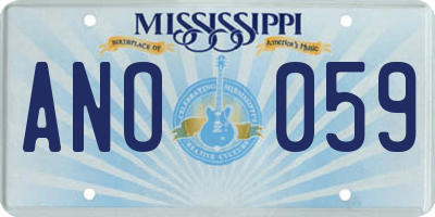 MS license plate ANO059