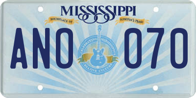 MS license plate ANO070