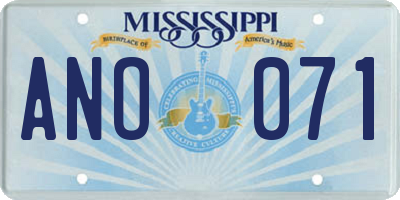 MS license plate ANO071