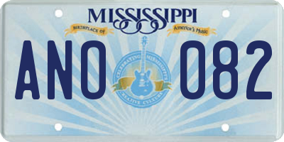 MS license plate ANO082