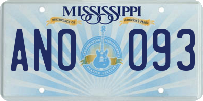 MS license plate ANO093
