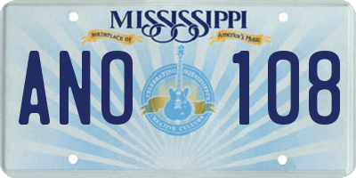 MS license plate ANO108