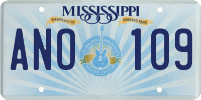 MS license plate ANO109