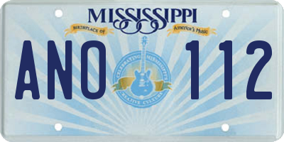 MS license plate ANO112