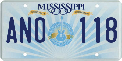 MS license plate ANO118