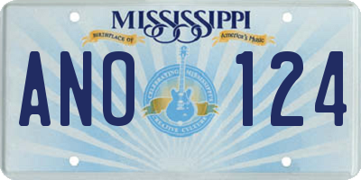 MS license plate ANO124